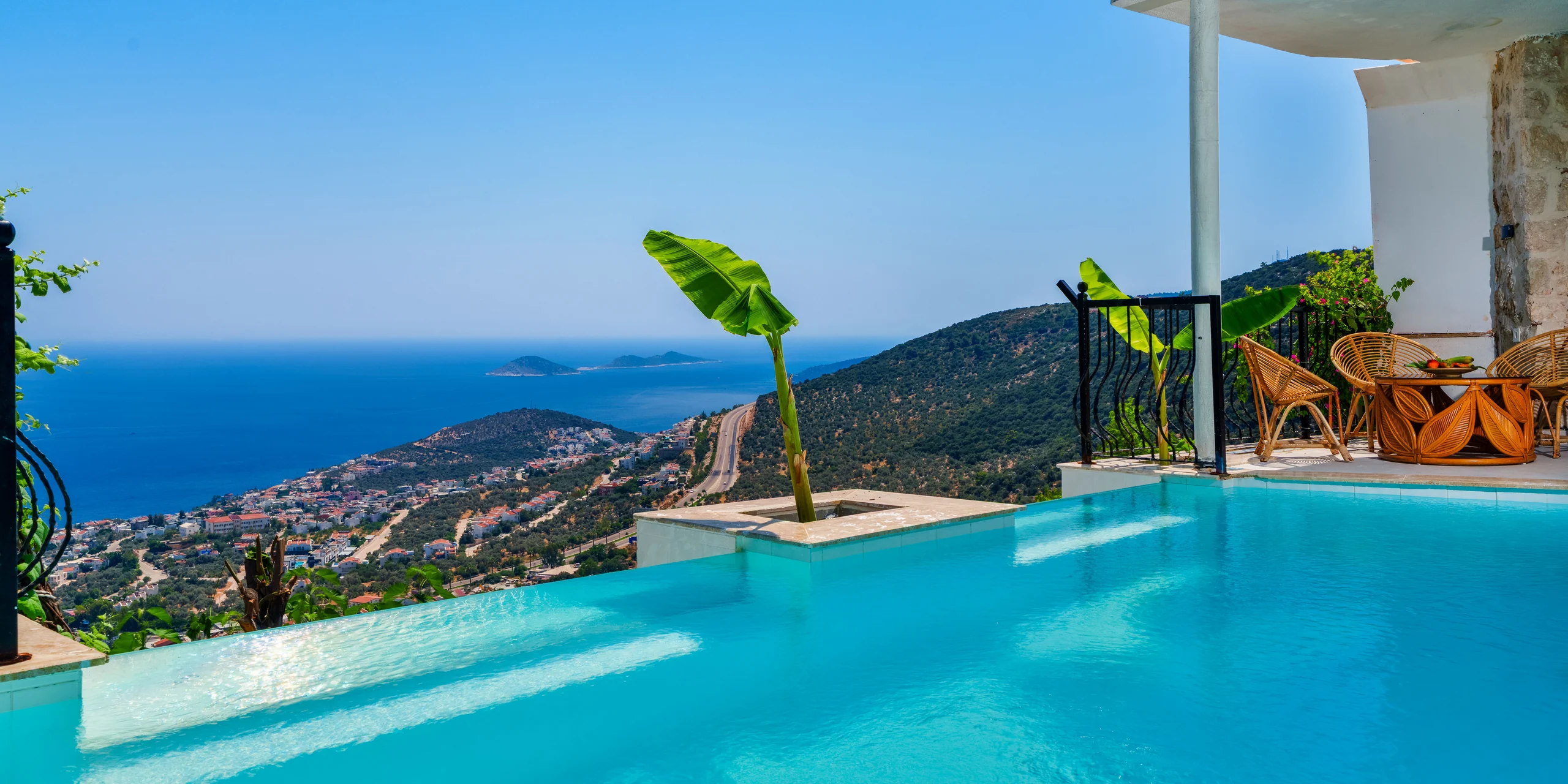 Views across Kalkan from Villa Sambet's private pool